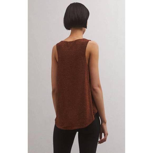 NEW Z SUPPLY vagabond sparkle tank in chocolate - Picture 2 of 2